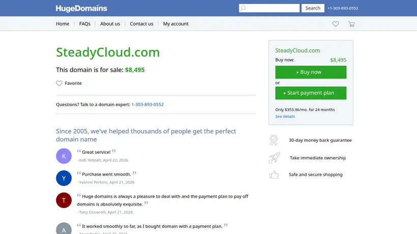 SteadyCloud homepage screenshot
