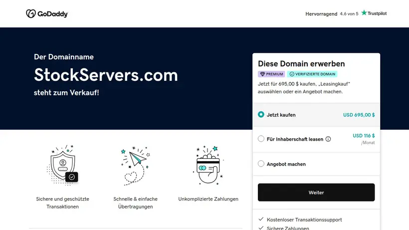 StockServers homepage screenshot