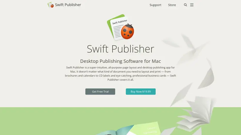Swift Publisher homepage screenshot