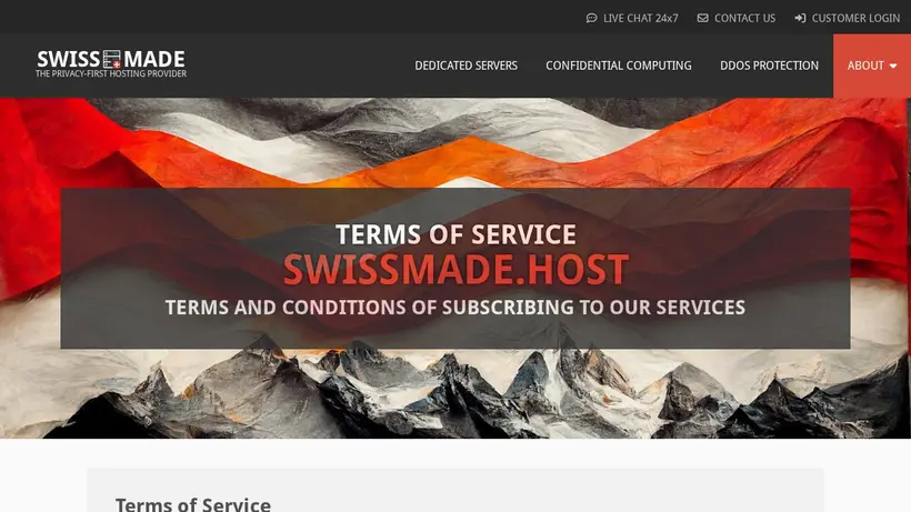 Swiss Made Host homepage screenshot