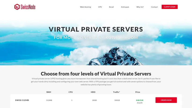 Swiss Node homepage screenshot