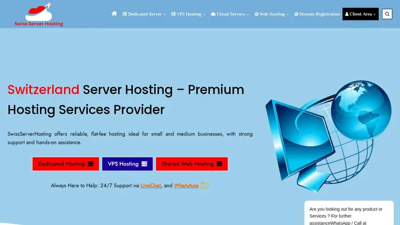 Swiss Server Hosting homepage screenshot