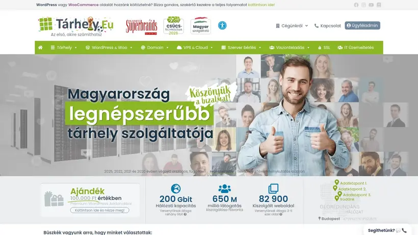 Tarhely homepage screenshot