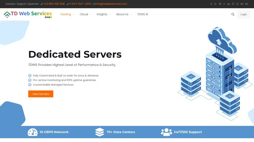 TD Web Services homepage screenshot