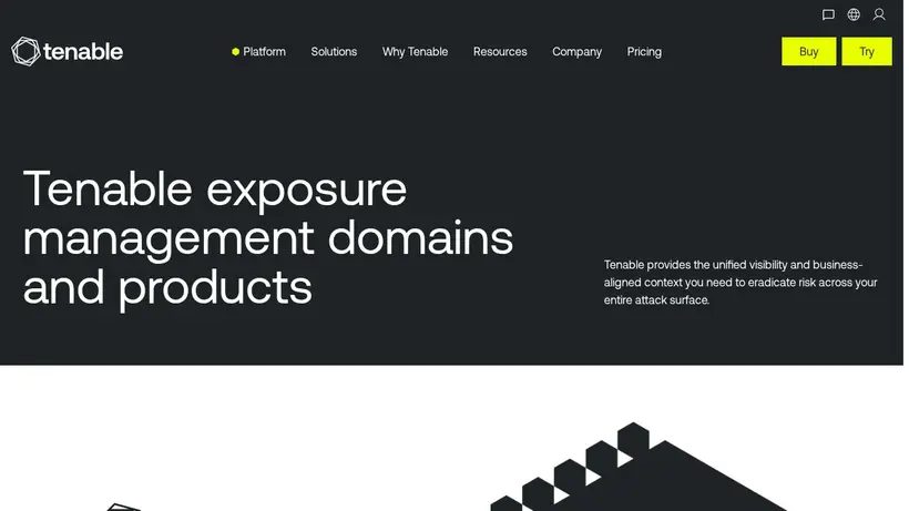 Tenable homepage screenshot