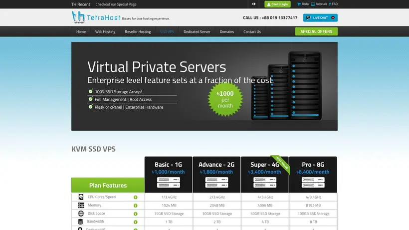 TetraHostbd homepage screenshot