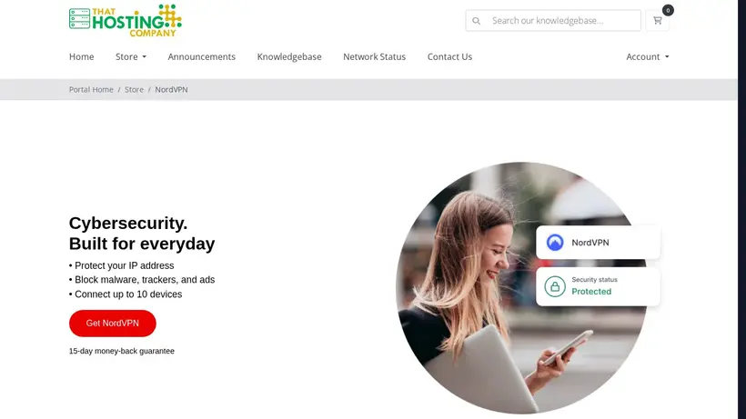 That Hosting homepage screenshot