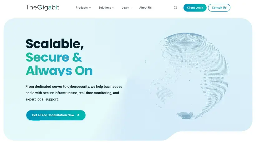 The Gigabit homepage screenshot