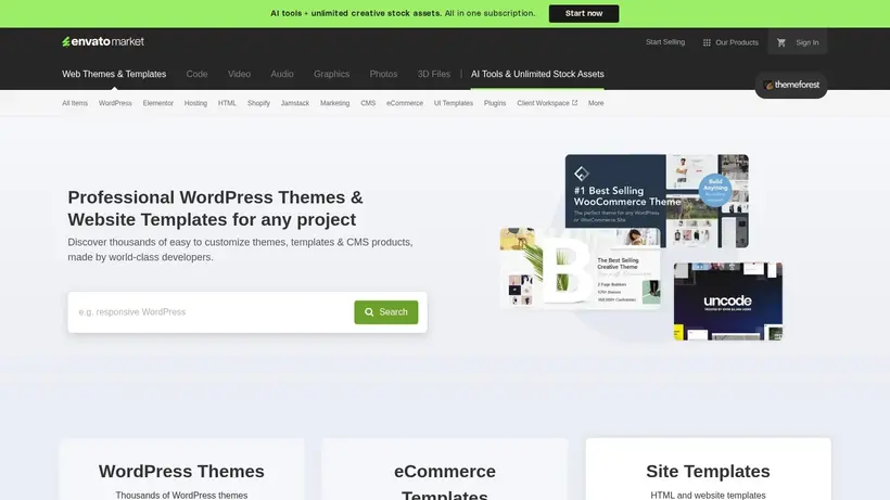 ThemeForest homepage screenshot