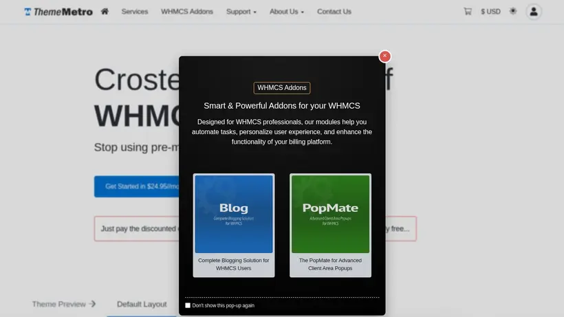 Theme Metro homepage screenshot