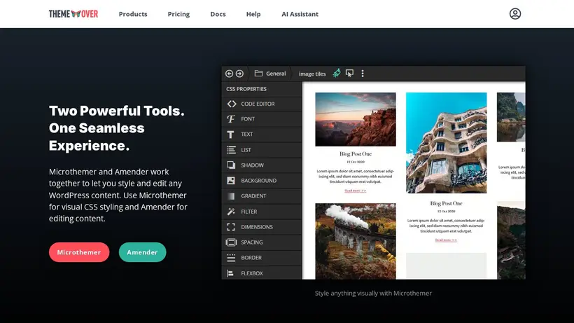 Themeover homepage screenshot