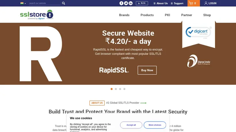 The SSL Store India homepage screenshot