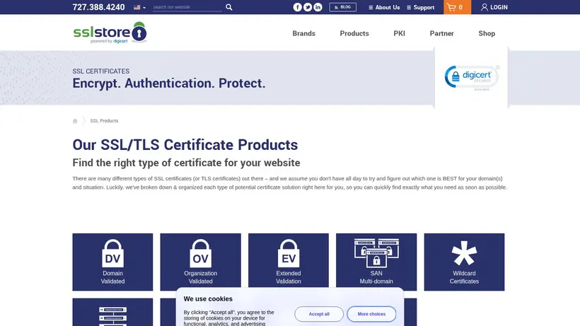 The SSL Store homepage screenshot