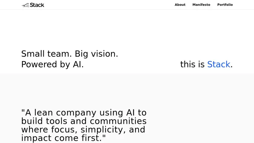 The Stack homepage screenshot