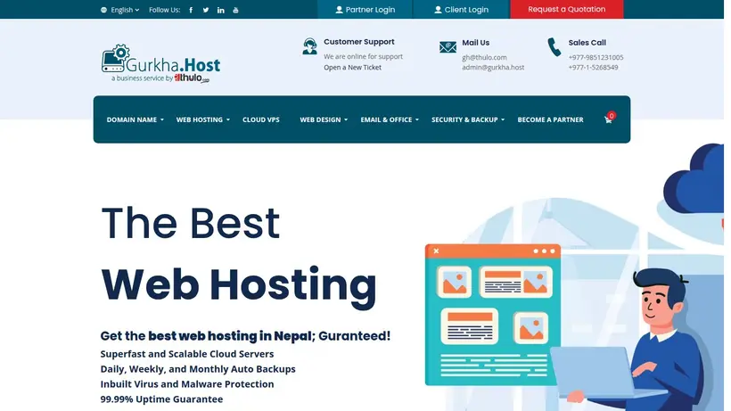 Thulo Web Hosting homepage screenshot