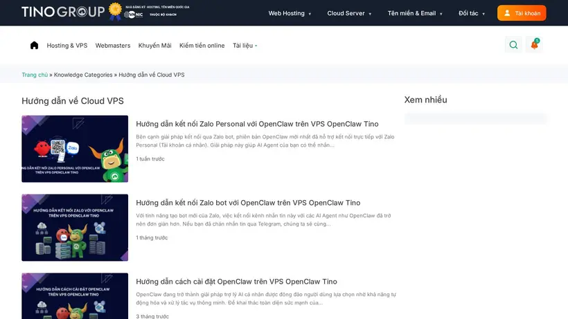 Tino.vn homepage screenshot