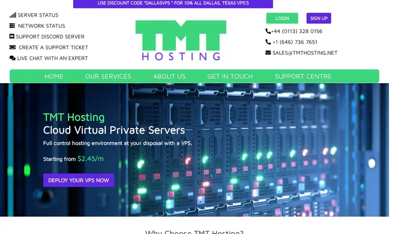 TMT Hosting homepage screenshot