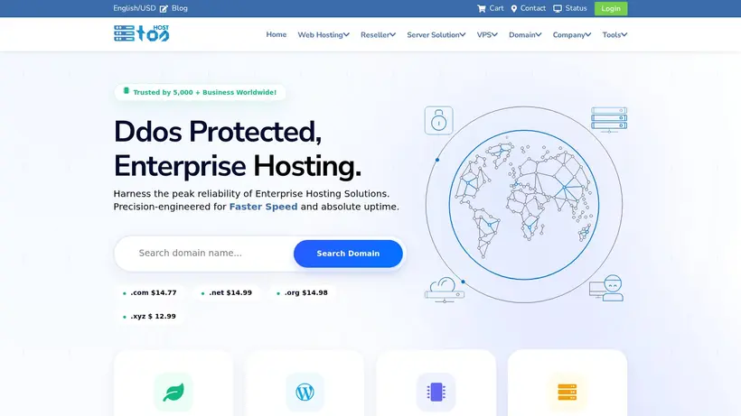 Toshost homepage screenshot