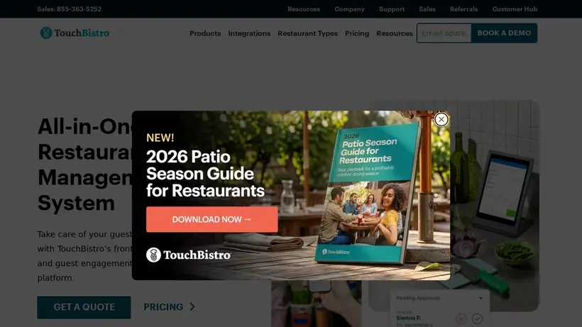 Touch Bistro homepage screenshot