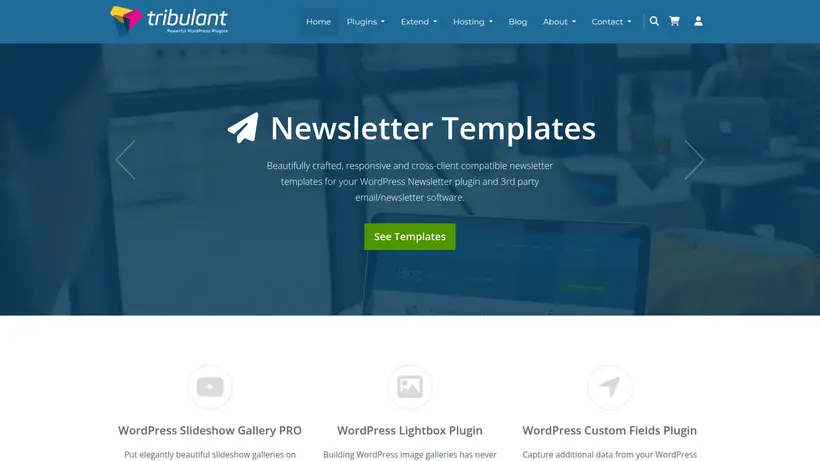 Tribulant homepage screenshot