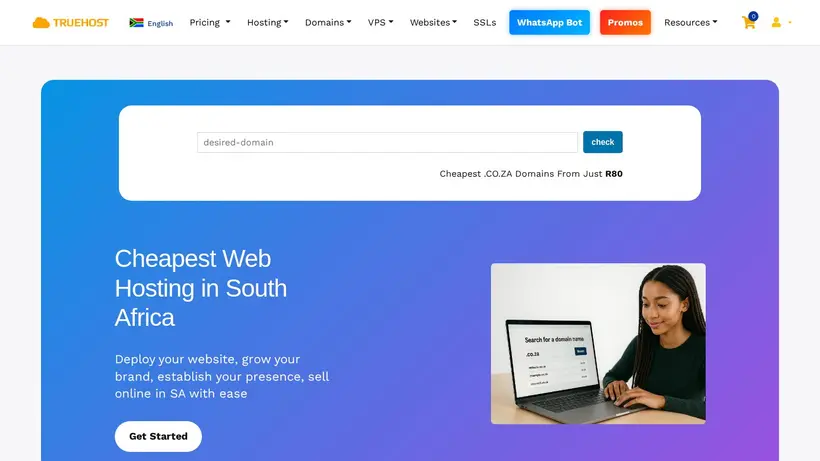 Truehost Africa homepage screenshot