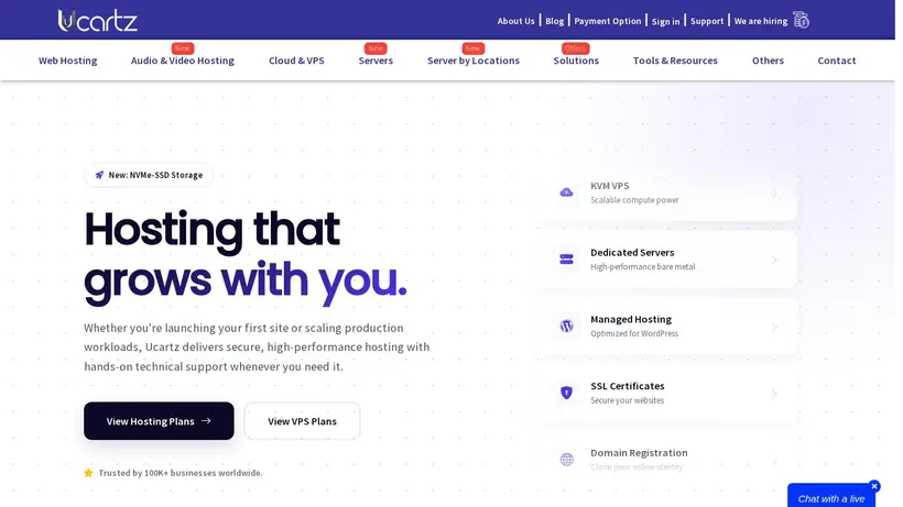 Ucartz homepage screenshot