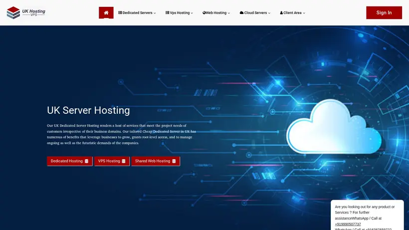 UK Hosting VPS homepage screenshot