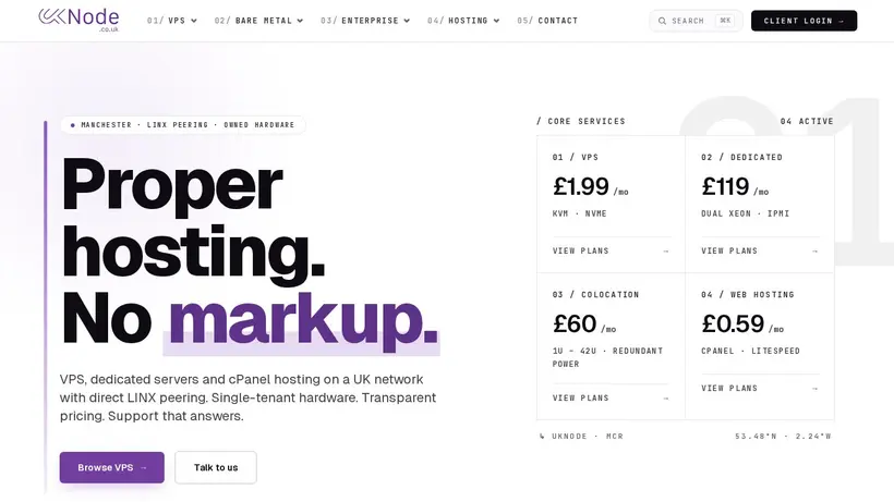 UK Node homepage screenshot