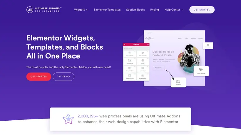 Ultimate Elementor homepage screenshot