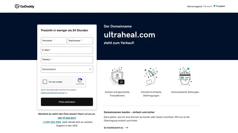 UltraHeal homepage screenshot