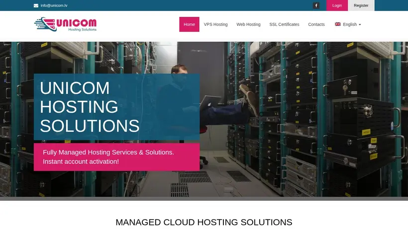 Unicom Hosting homepage screenshot