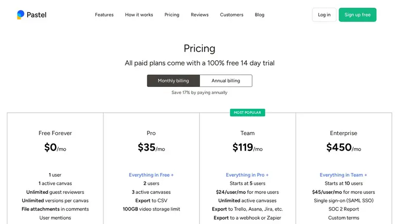 Use Pastel homepage screenshot