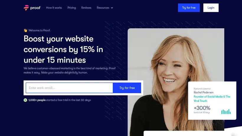 Use Proof homepage screenshot