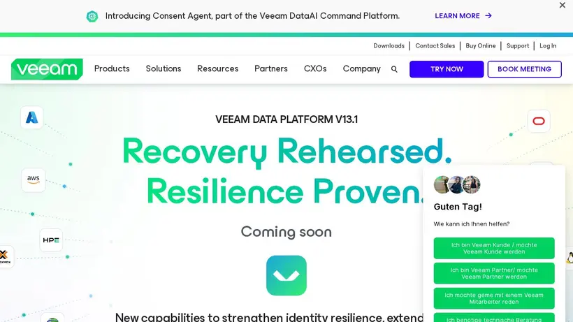 Veeam homepage screenshot