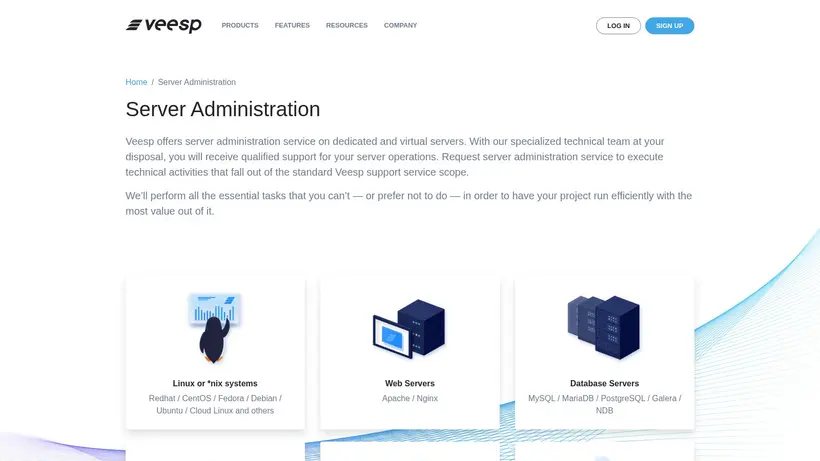 Veesp homepage screenshot