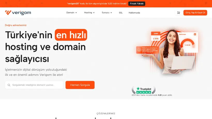 Verigom homepage screenshot