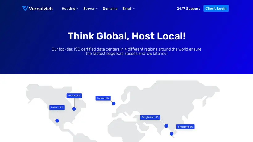 VernalWeb homepage screenshot