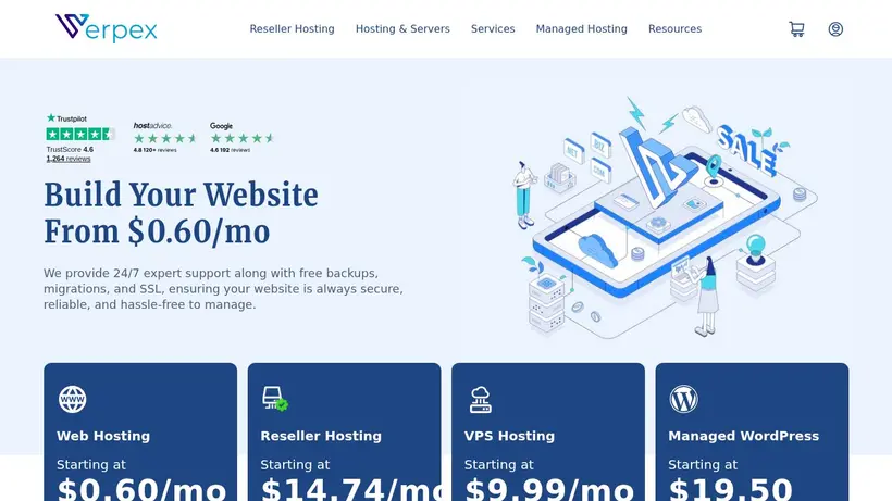 Verpex homepage screenshot