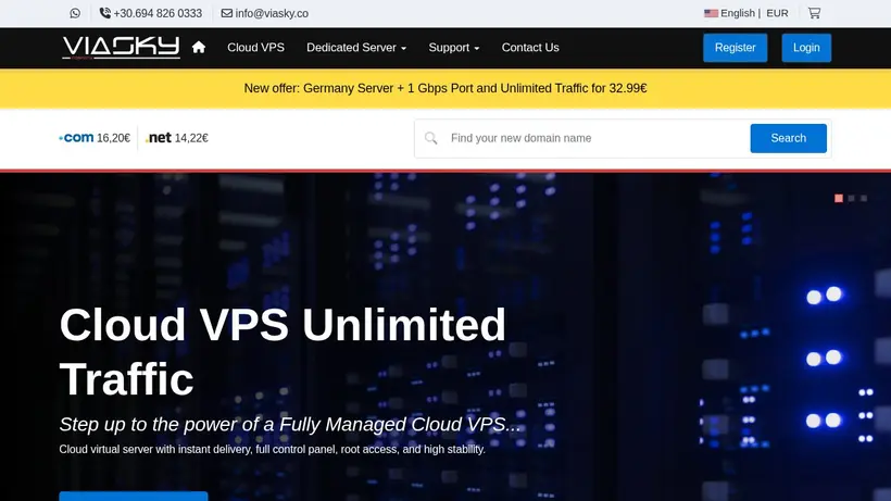 Viasky.co homepage screenshot