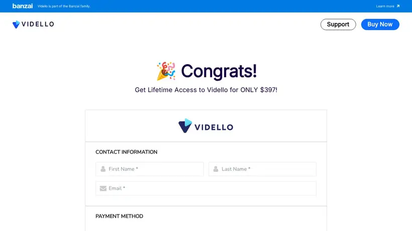 Vidello homepage screenshot