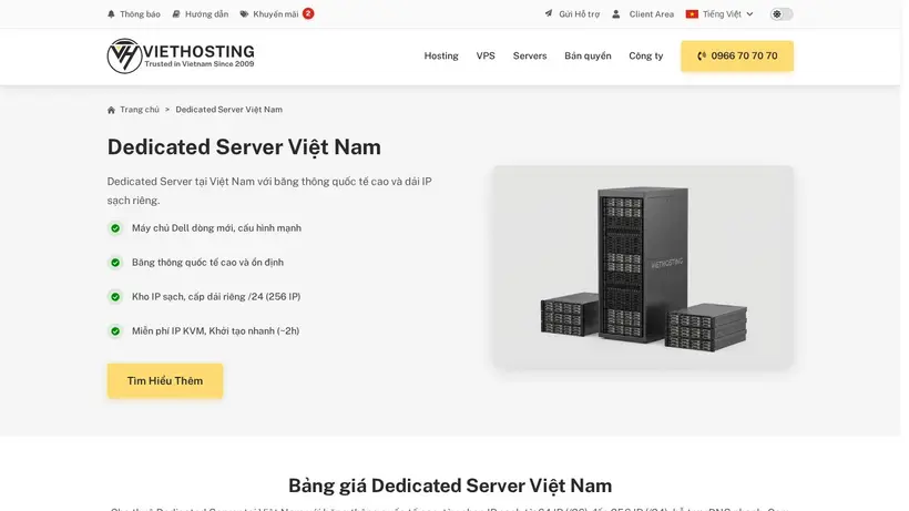 VietHosting homepage screenshot