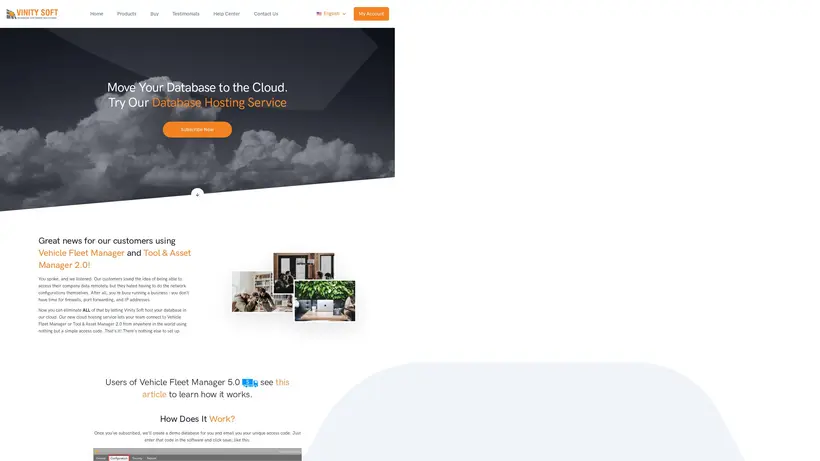 Vinity Soft homepage screenshot