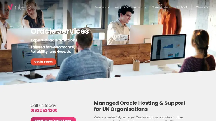 Vinters homepage screenshot