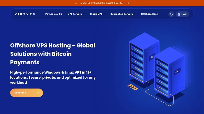 VirtVPS homepage screenshot