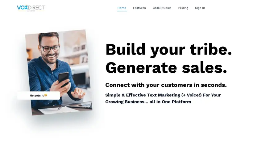 Vox Direct homepage screenshot