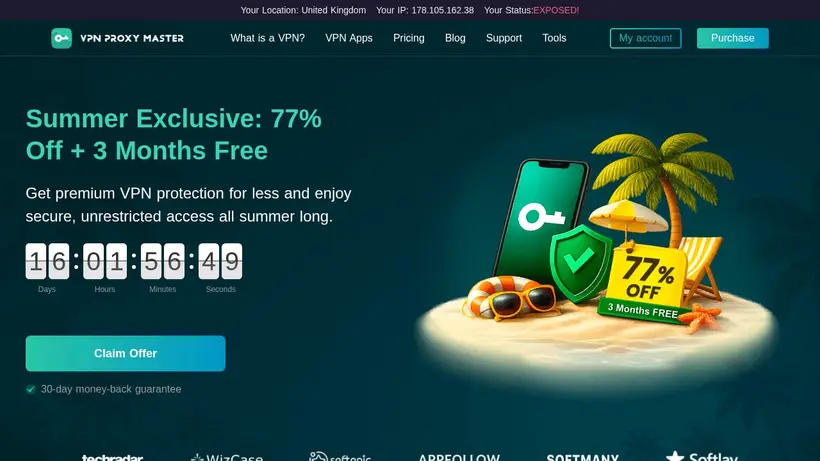 VPN Proxy Master homepage screenshot