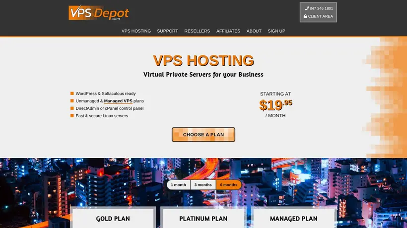 VPS Depot homepage screenshot