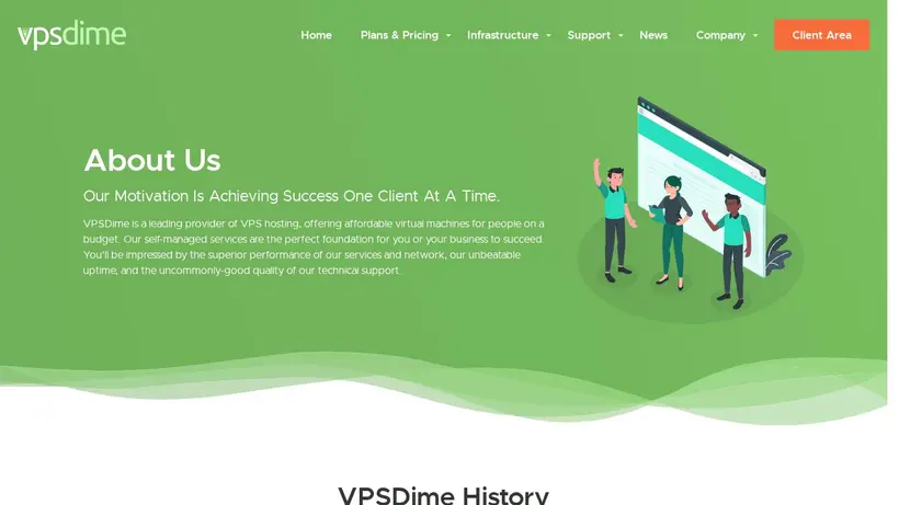 VPS Dime homepage screenshot