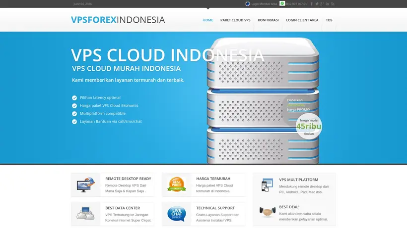 VPS Forex Indonesia homepage screenshot