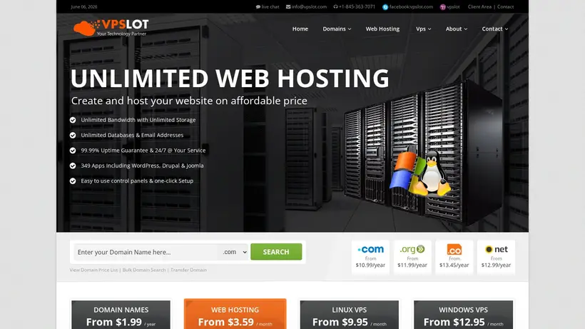VPS Lot homepage screenshot